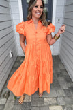 Pop On Over Poplin Midi Dress - Orange