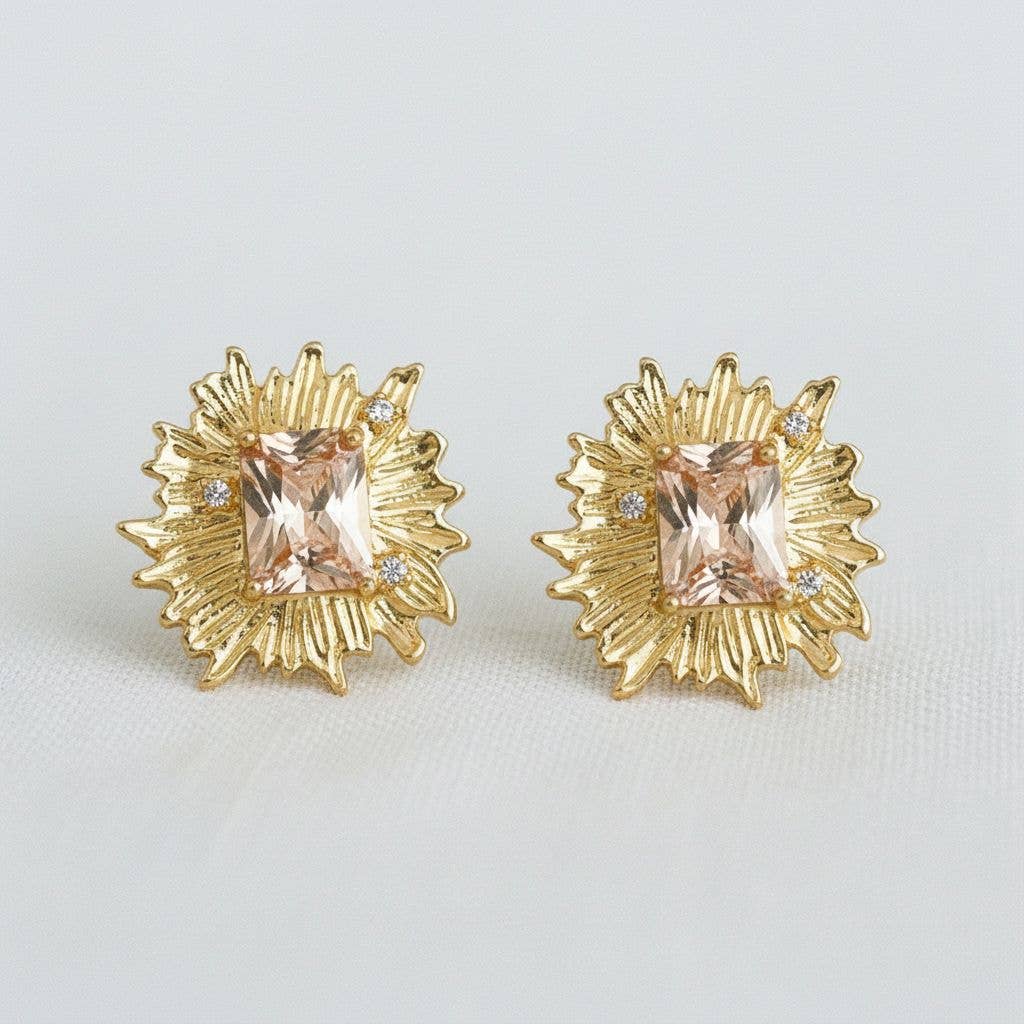 Artistic Floral Gemstone Stud Earrings - B Social Boutique