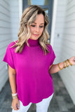 So Poised Mock Neck Sweater - Magenta