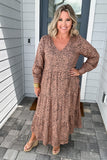 Mud Pie: Tan Petal Tiered Maxi