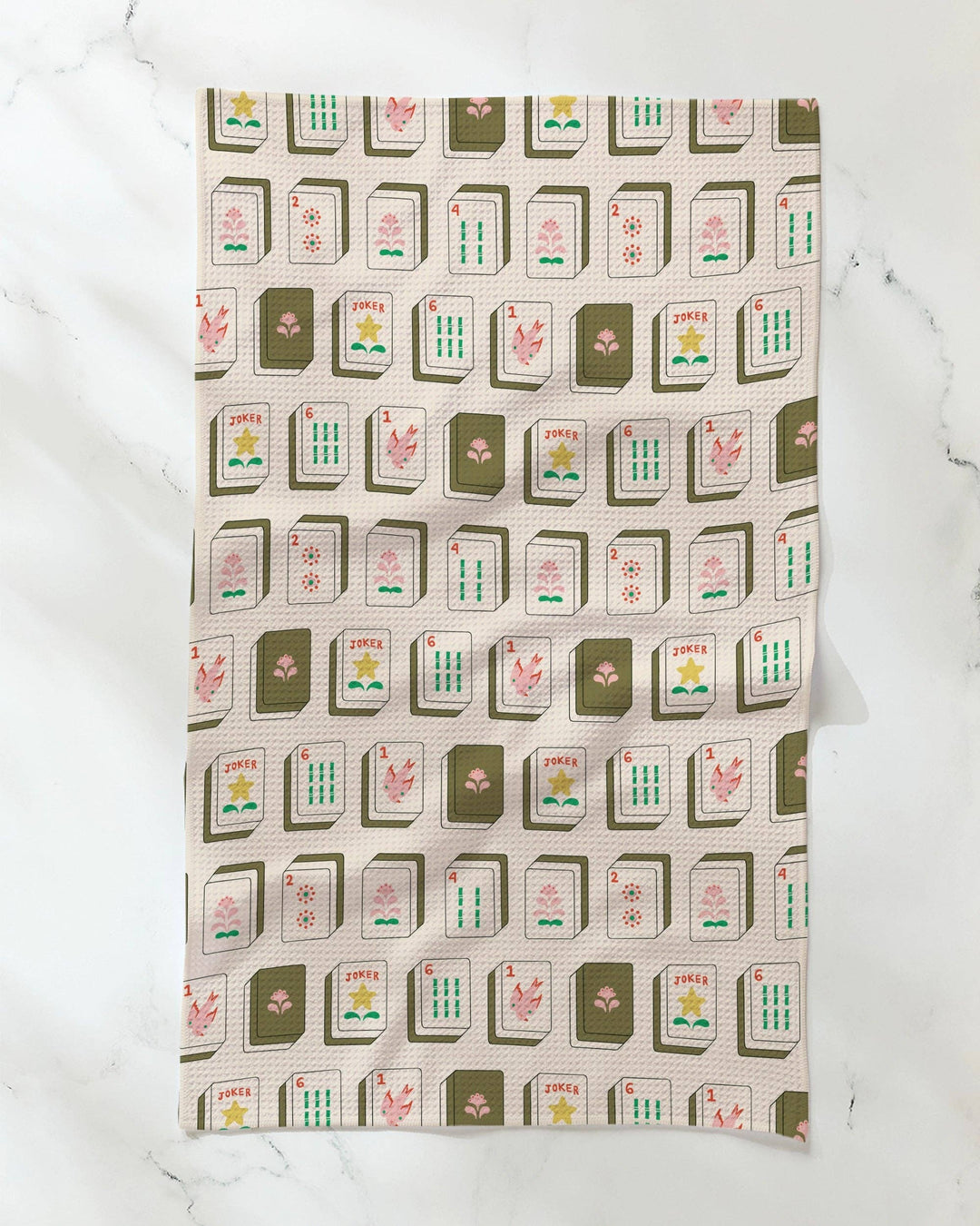 Flower Tiles Tea Towel - Mahjong: Green
