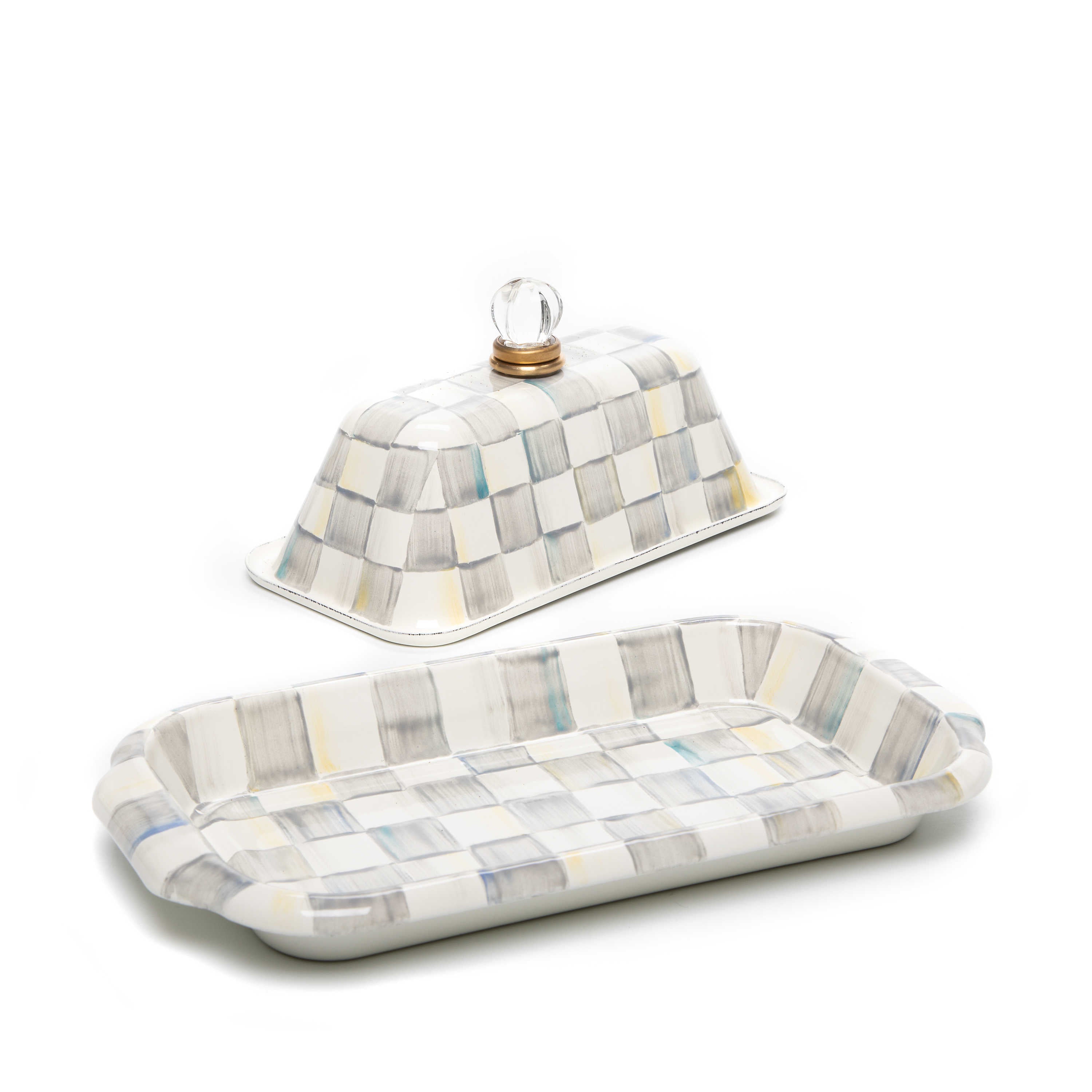 MacKenzie Childs: Sterling Check Butter Box