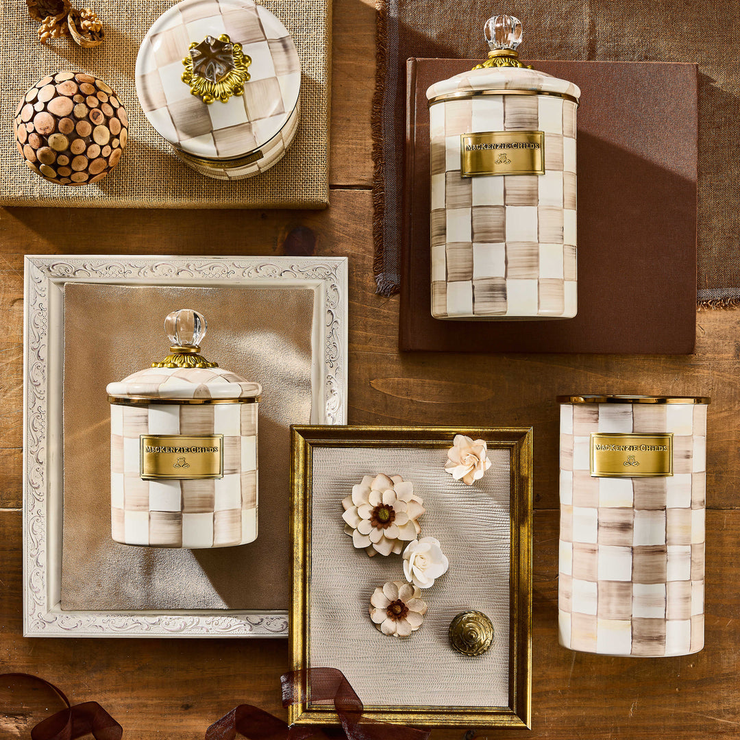 MacKenzie Childs: Mocha Check Large Canister - B Social Boutique