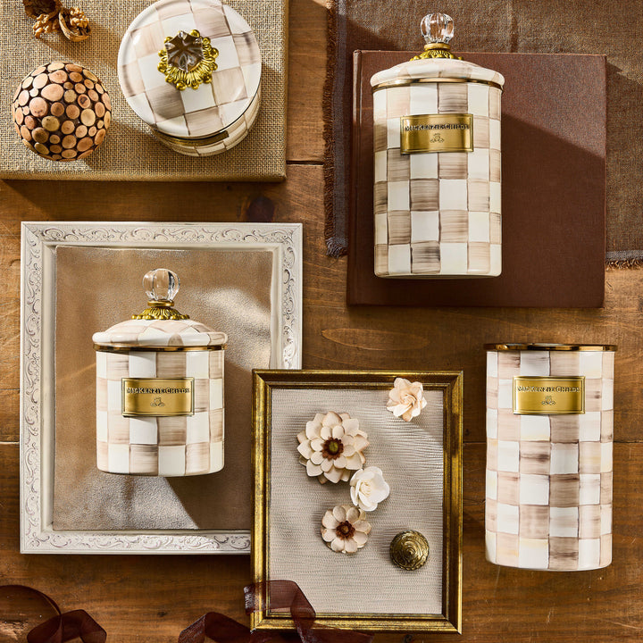MacKenzie Childs: Mocha Check Large Canister - B Social Boutique