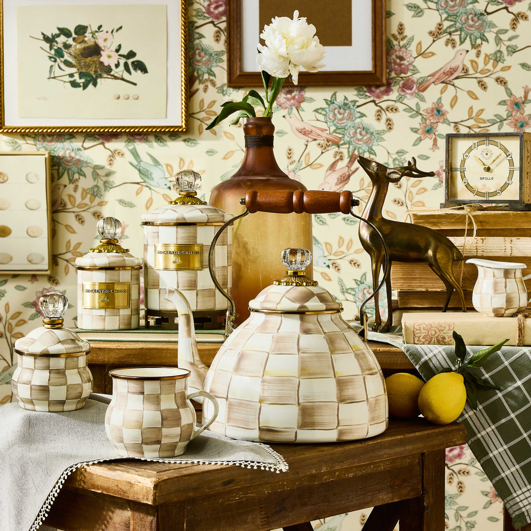 MacKenzie Childs: Mocha Check Large Canister - B Social Boutique