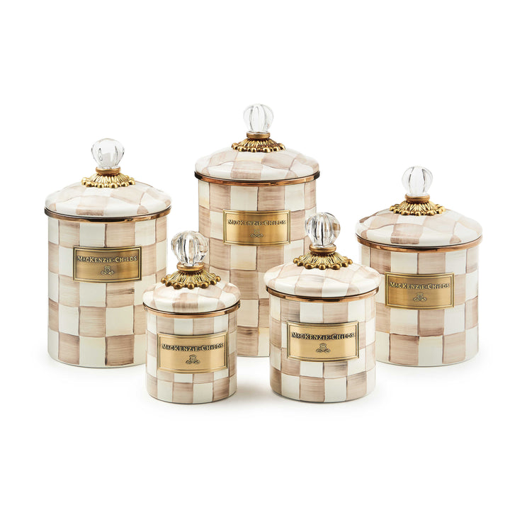 MacKenzie Childs: Mocha Check Large Canister - B Social Boutique