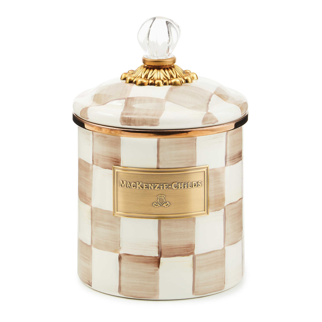 MacKenzie Childs: Mocha Check Small Canister - B Social Boutique