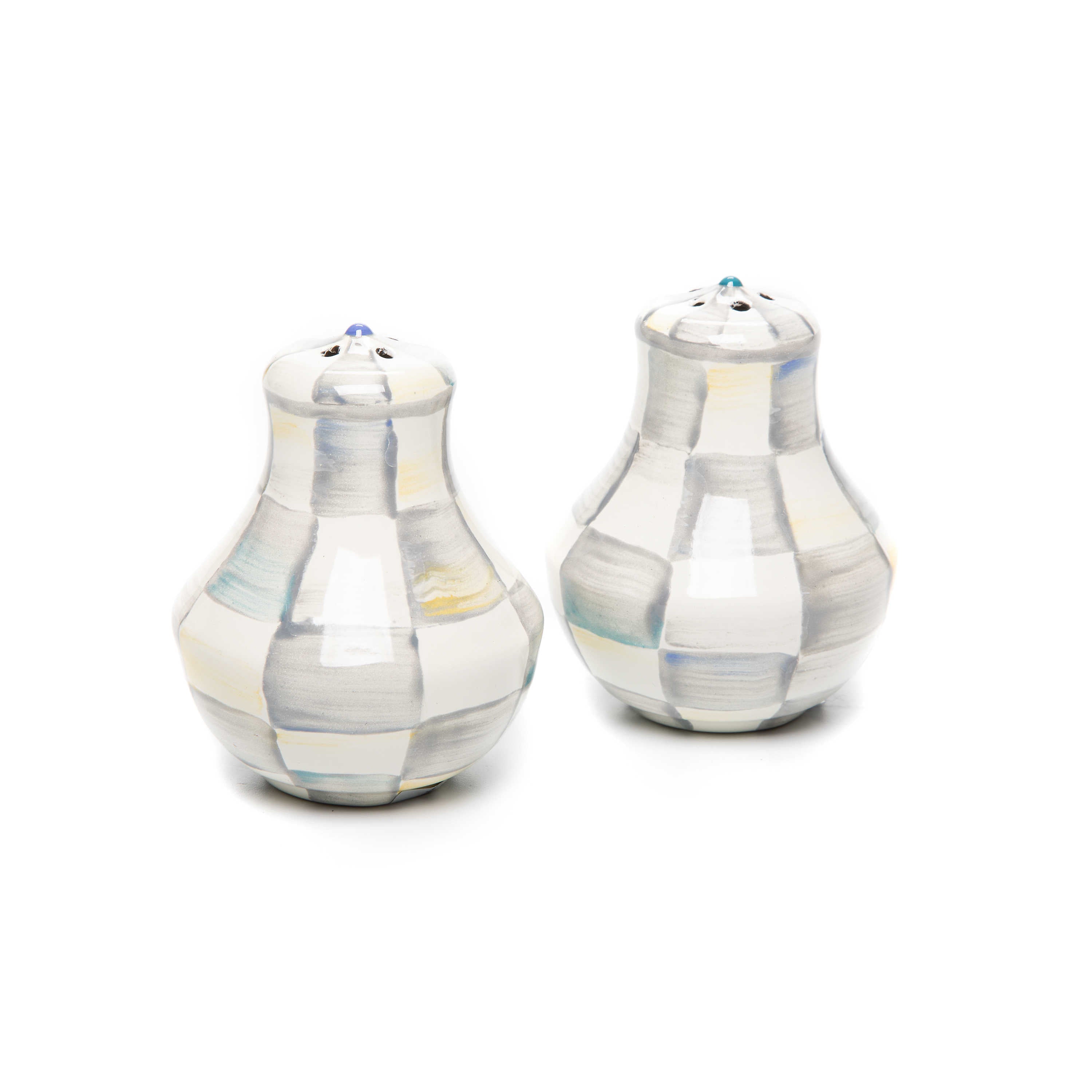 MacKenzie Childs: Sterling Check Salt & Pepper Shakers