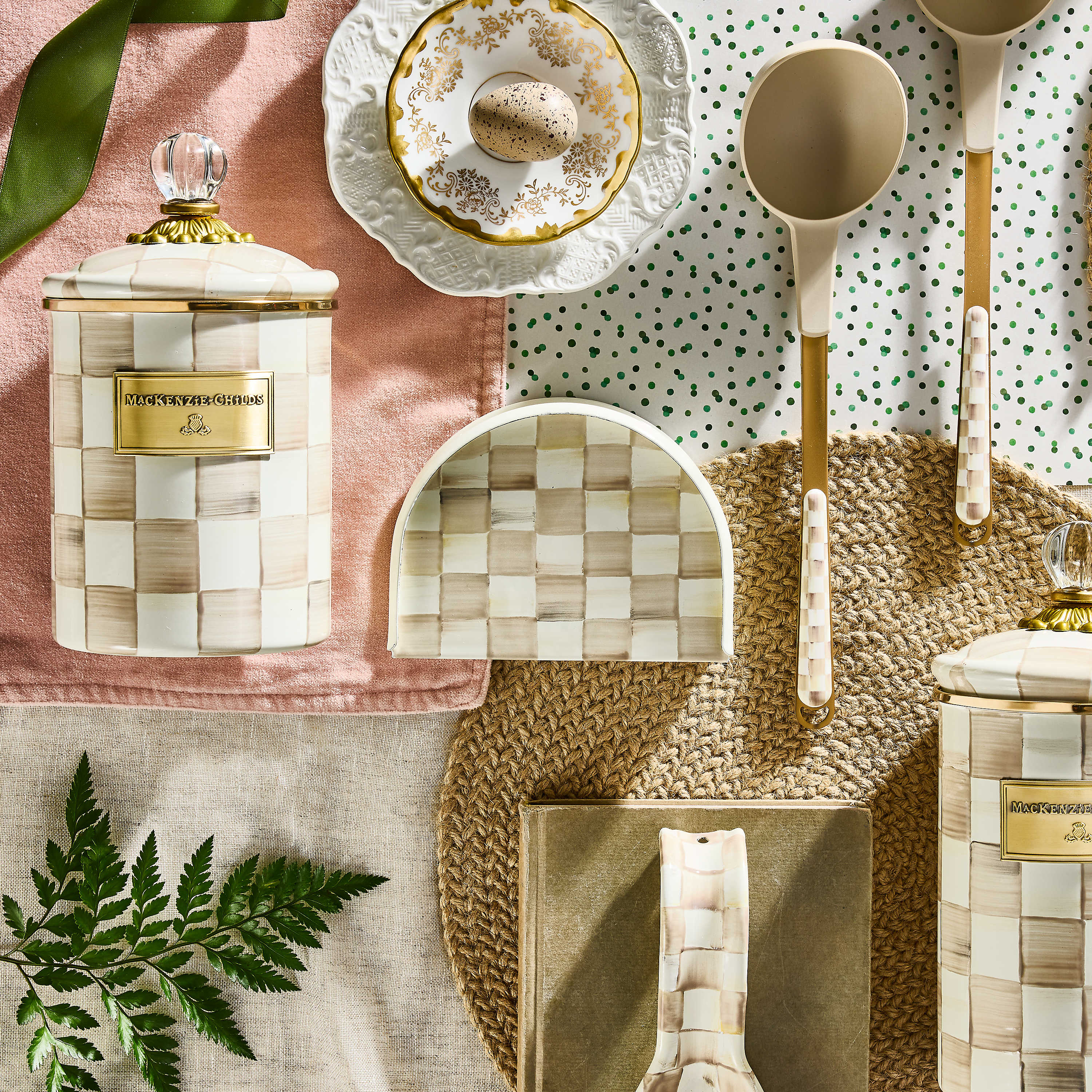 MacKenzie Childs: Mocha Check Napkin Holder - Thumbnail 4