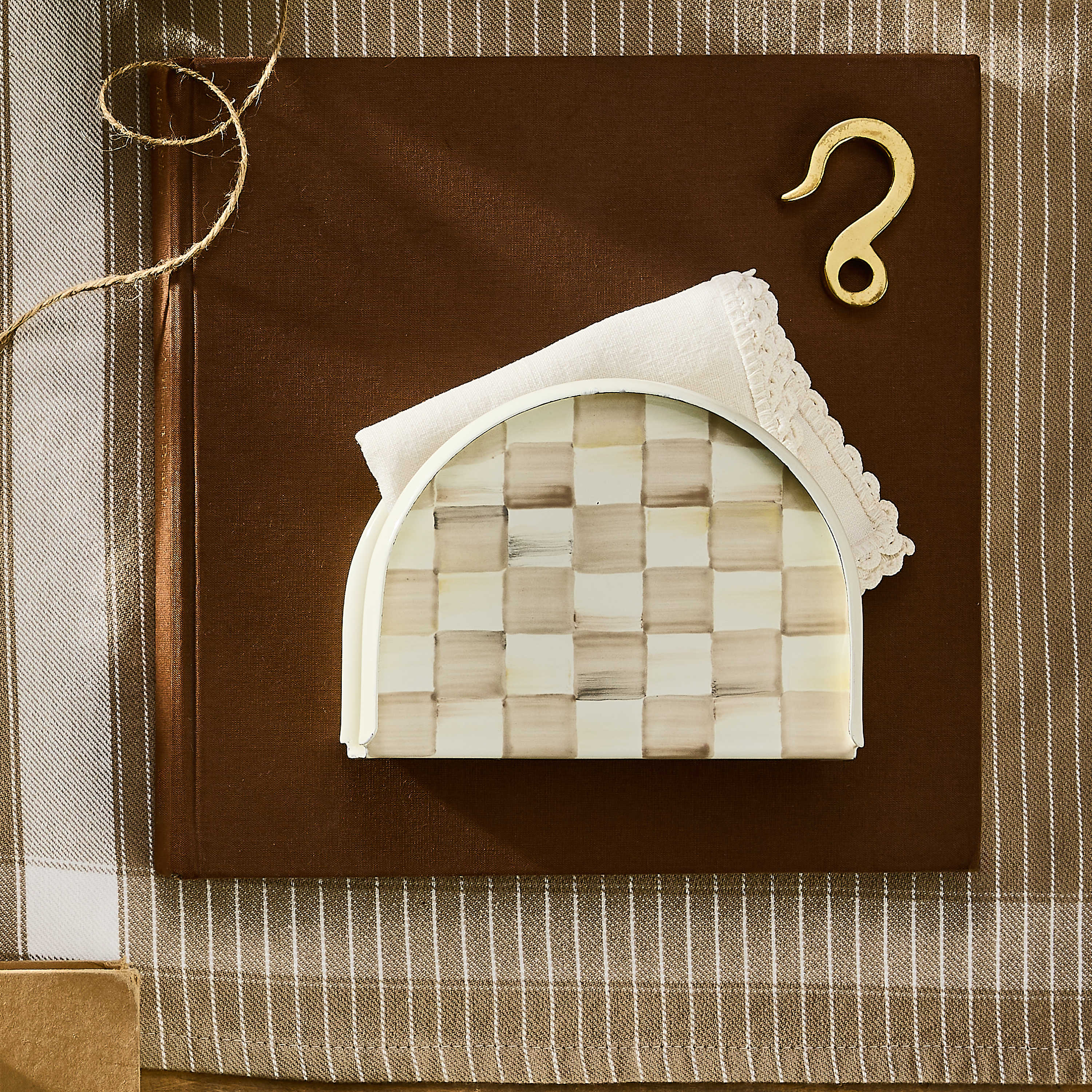 MacKenzie Childs: Mocha Check Napkin Holder - Thumbnail 3