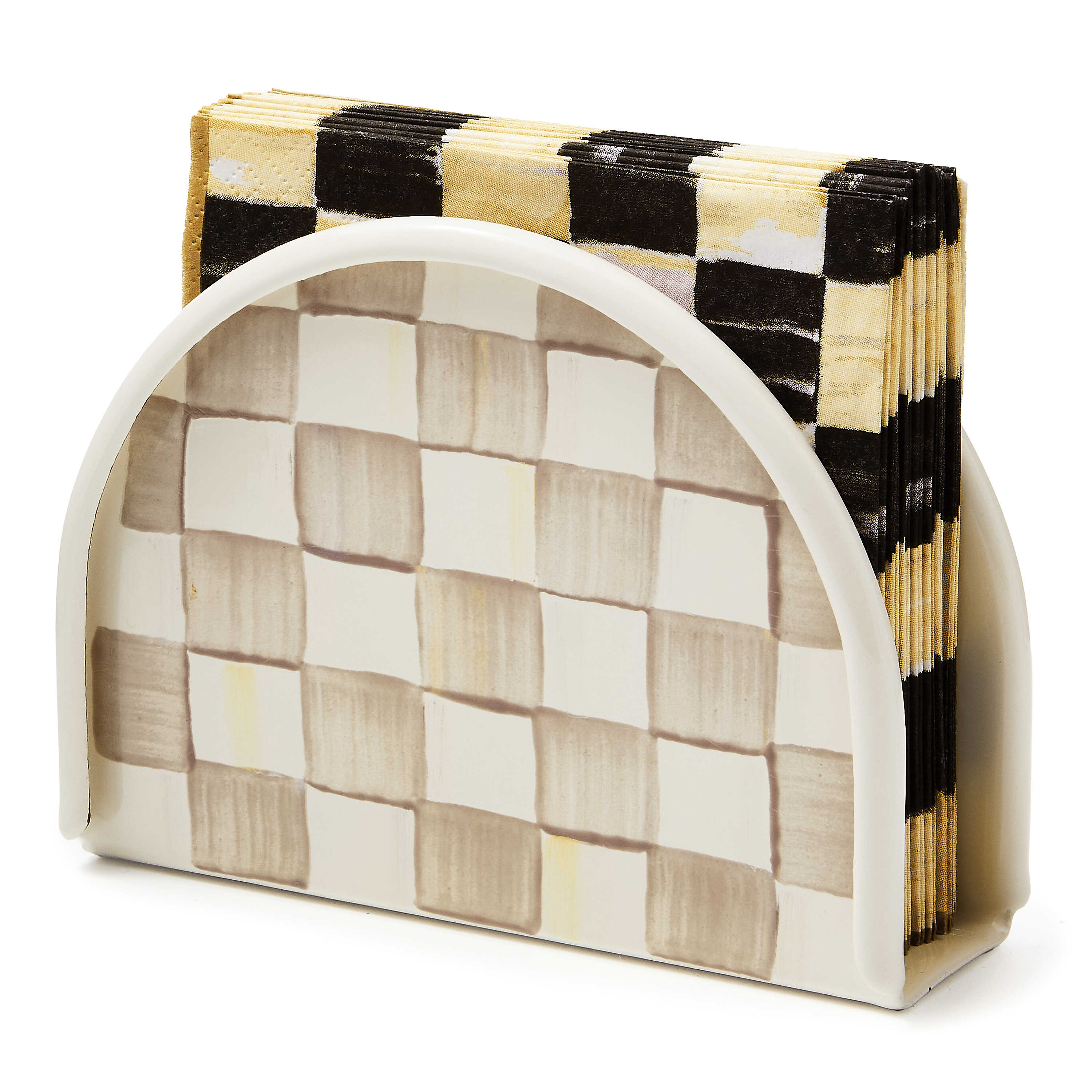 MacKenzie Childs: Mocha Check Napkin Holder