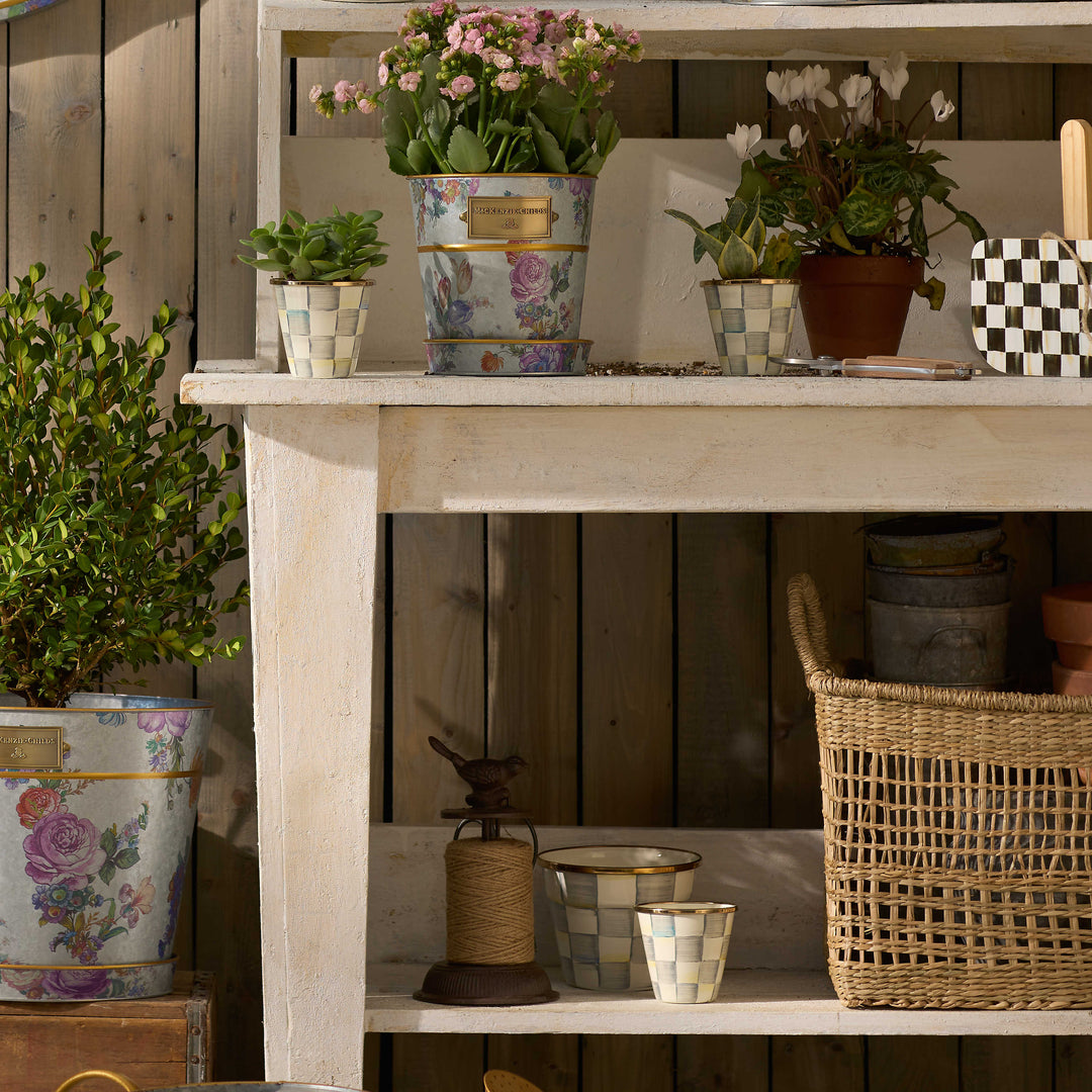 mackenzie childs plant pot MacKenzie Childs: Sterling Check Herb Pots, Set of 3 – B Social Boutique