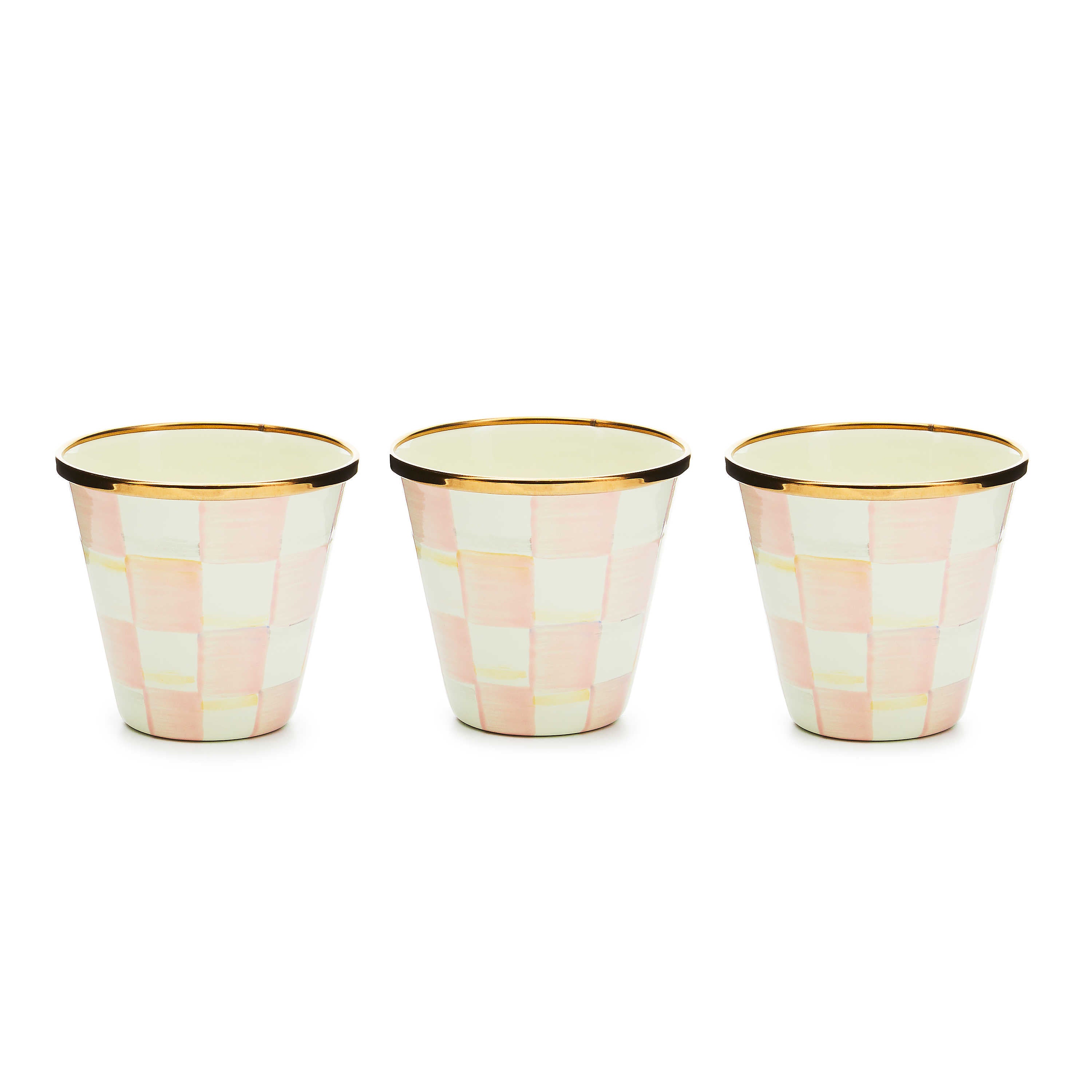 MacKenzie Childs Rosy Check Herb Pots Set of 3 - Thumbnail 2