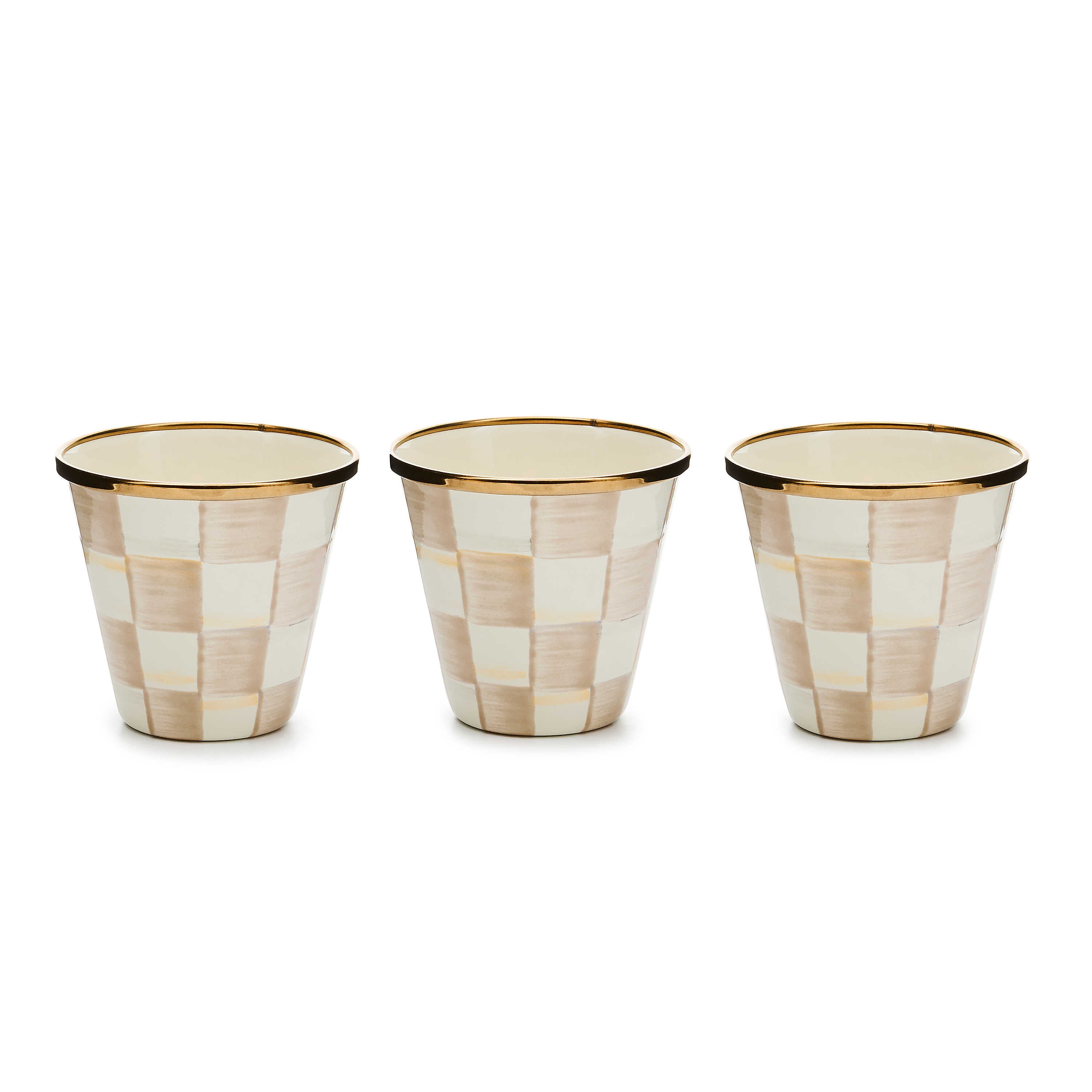 MacKenzie Childs Rosy Check Herb Pots Set of 3 - Thumbnail 5