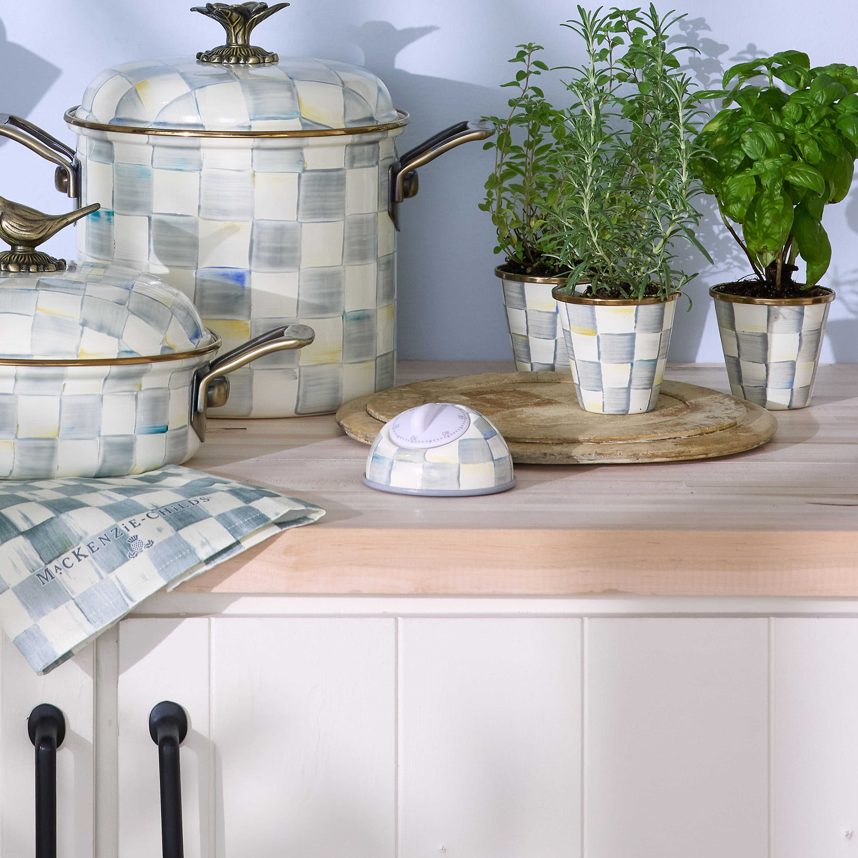 MacKenzie Childs Sterling Check Kitchen Timer - Thumbnail 3