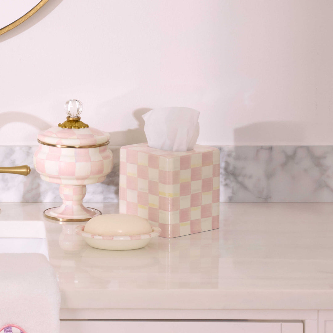 MacKenzie Childs: Rosy Check Boutique Tissue Box Cover