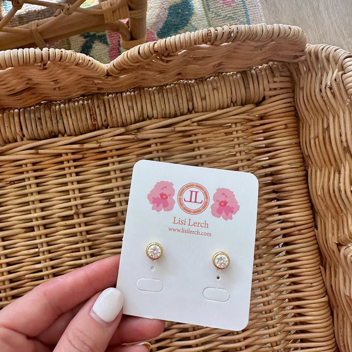Lisi Lerch: The Baby Bezel Stud- 18k Gold Plated