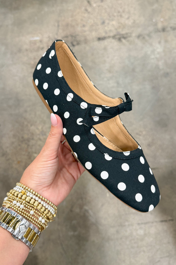 Corkys:  Black White Polka Dots Layover Flats