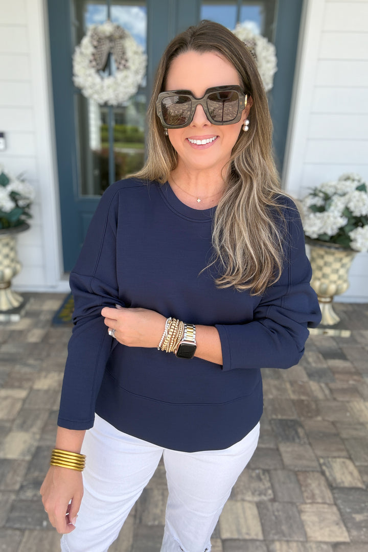 SPANX AirEssentials® Crewneck Long Sleeve Top - Timeless Navy
