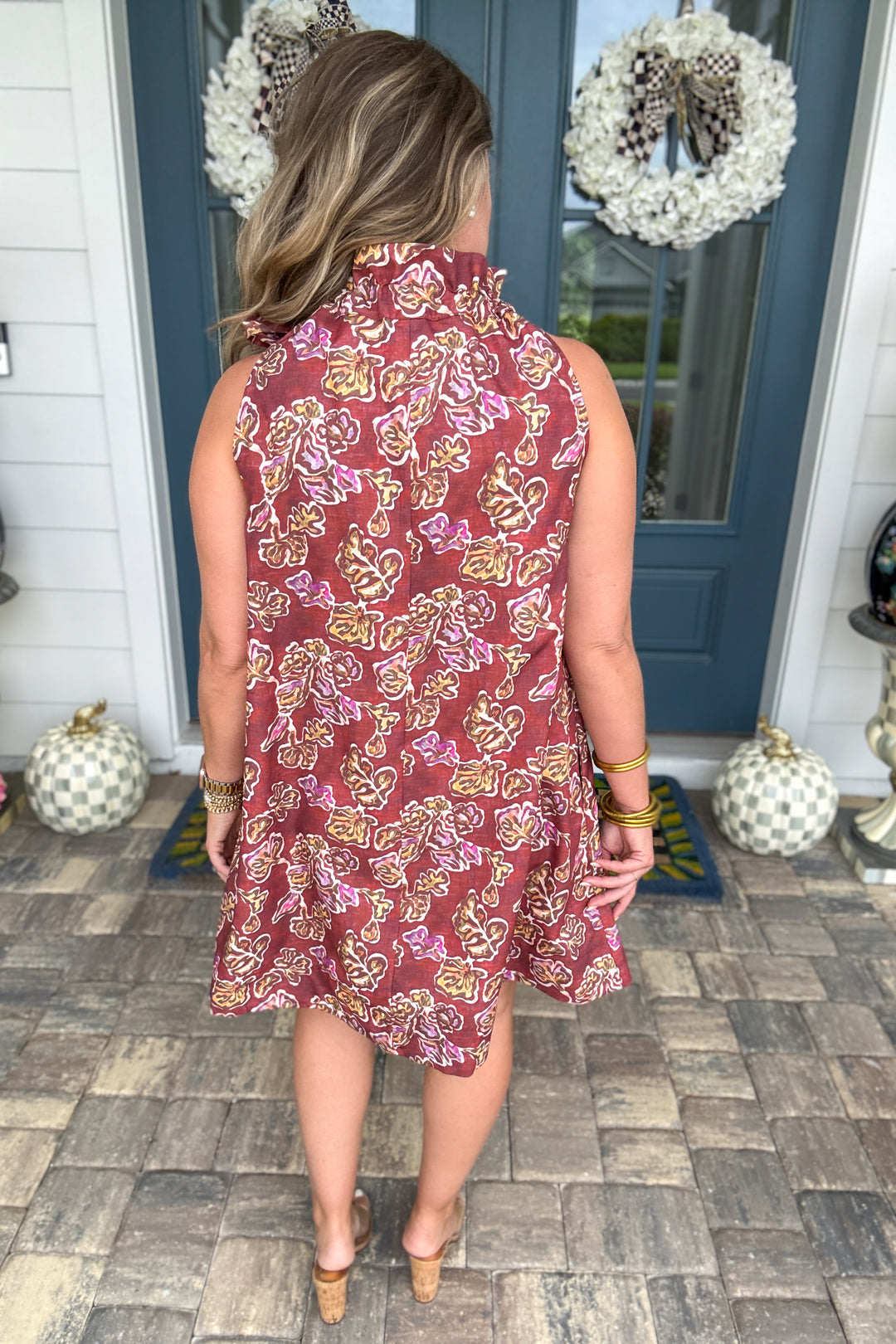 Autumn Romance Floral Tie-Neck Dress
