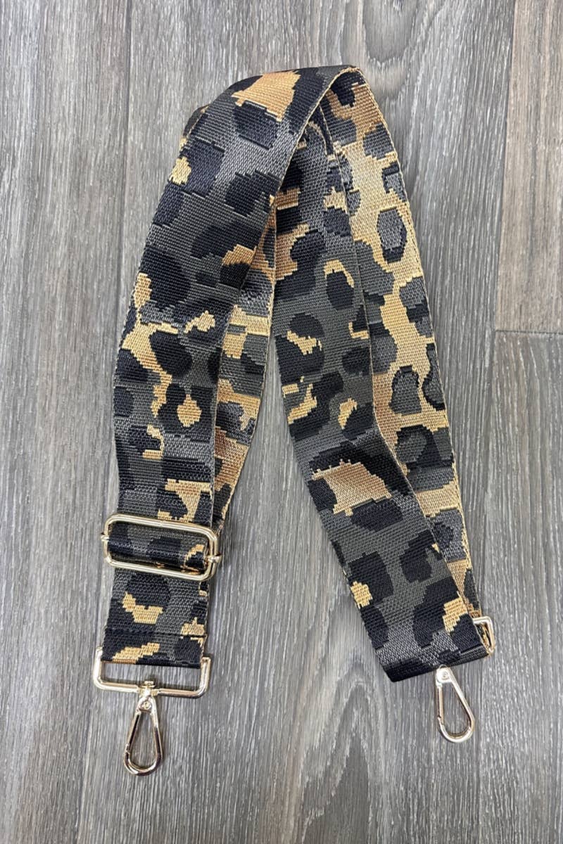 LEOPARD KNIT EMBROIDERED BAG STRAP