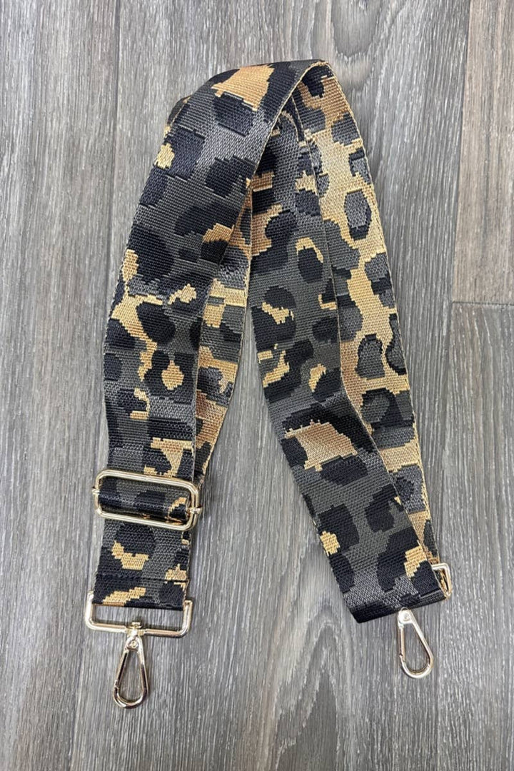 LEOPARD KNIT EMBROIDERED BAG STRAP