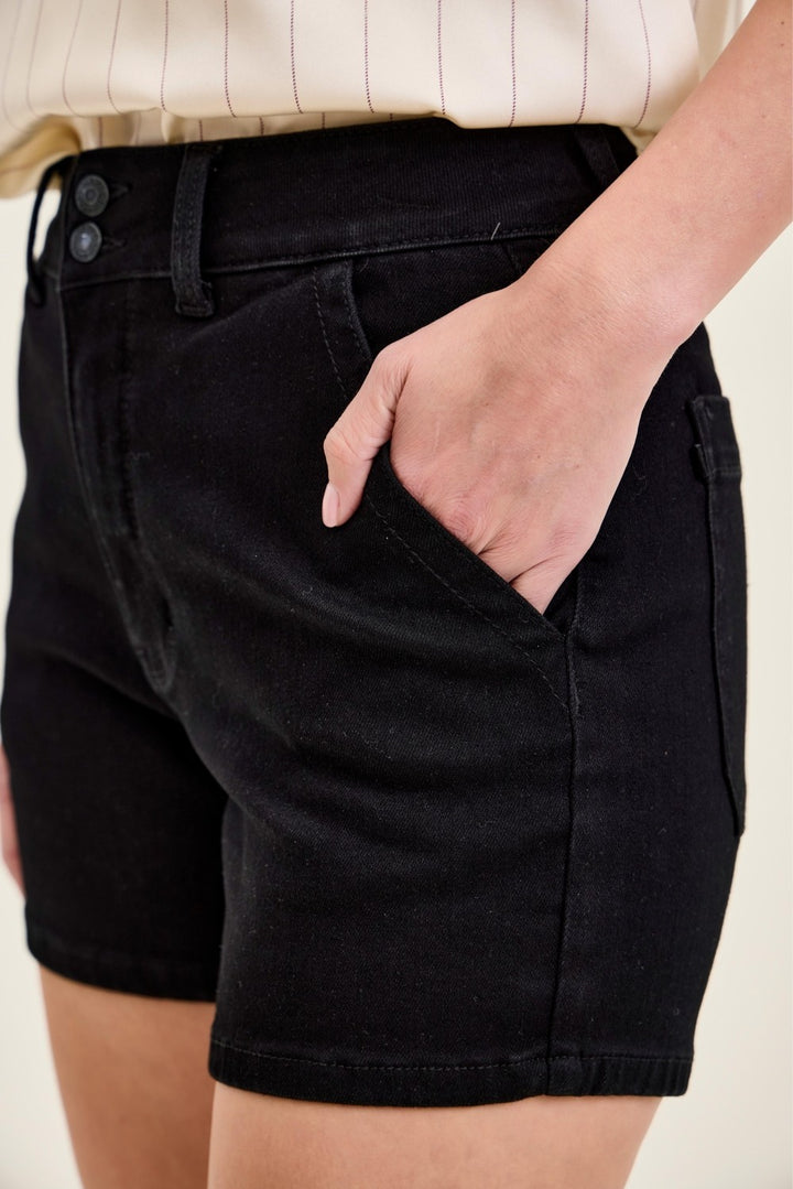 Judy Blue: Black High Trouser Short