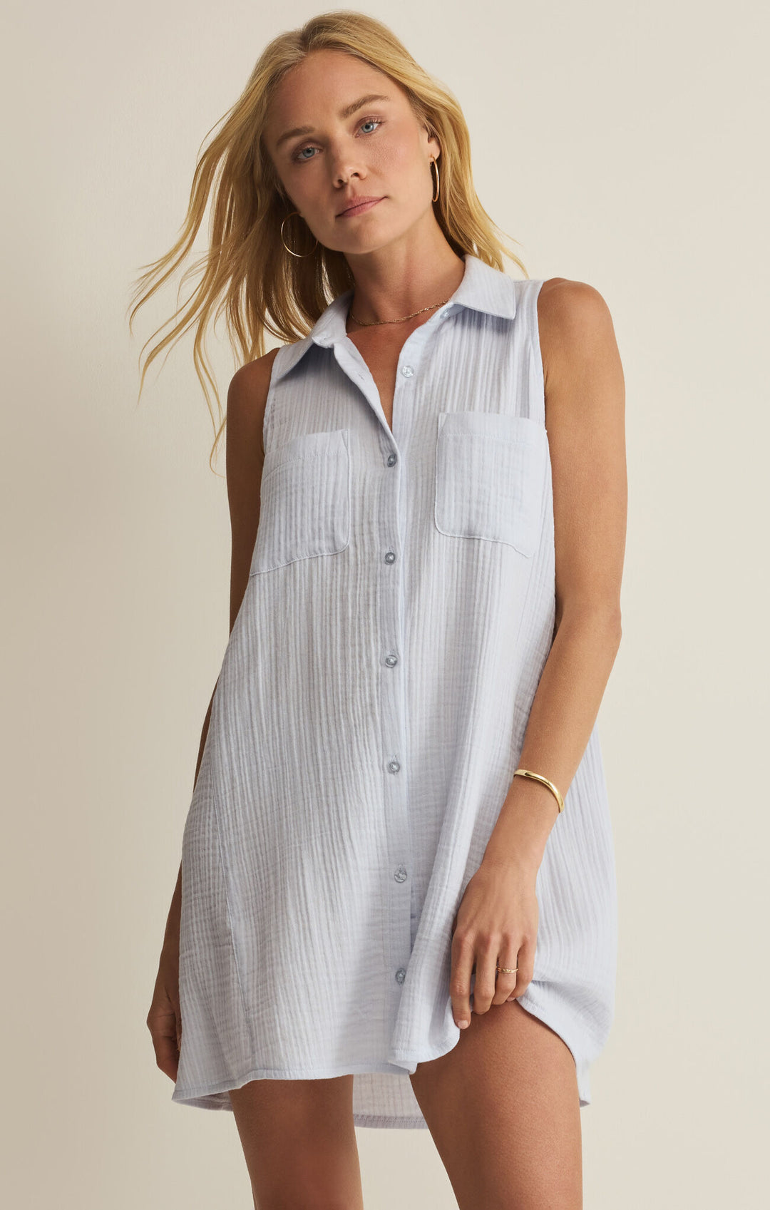 Z Supply: New Light Mini Dress - Hamptons Blue