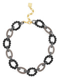 Multicolor Glass Bead and Resin Link Collar Necklace: MLT