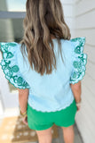 THML: Scallop Dream Ruffle Top - Light Blue