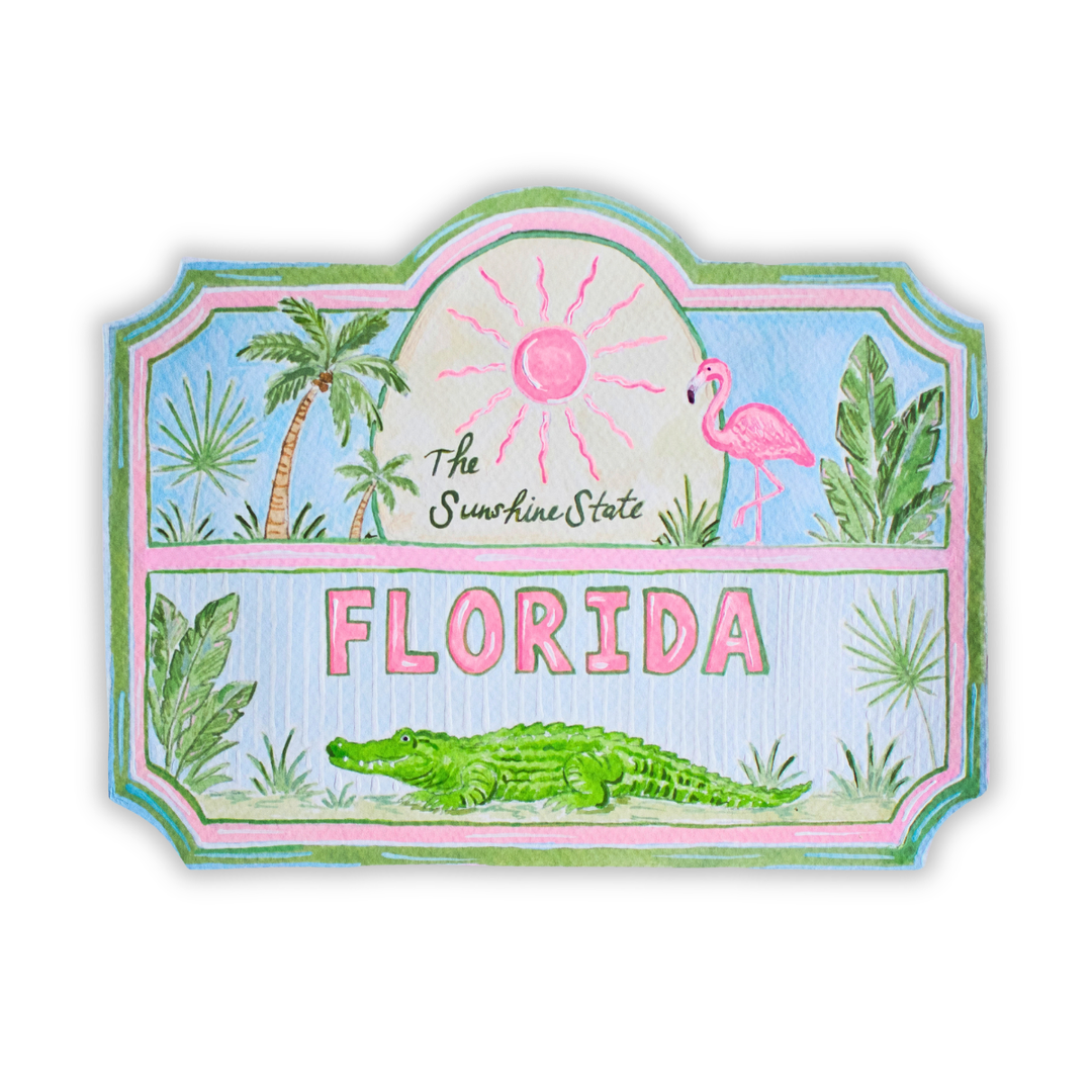 Florida Sign Sticker: 3" × 3"