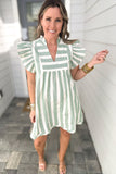 Sweetly Striped Dress - Green