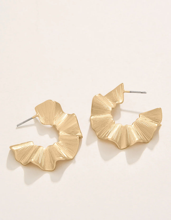 Spartina: Ruffle Hoop Earrings - Gold