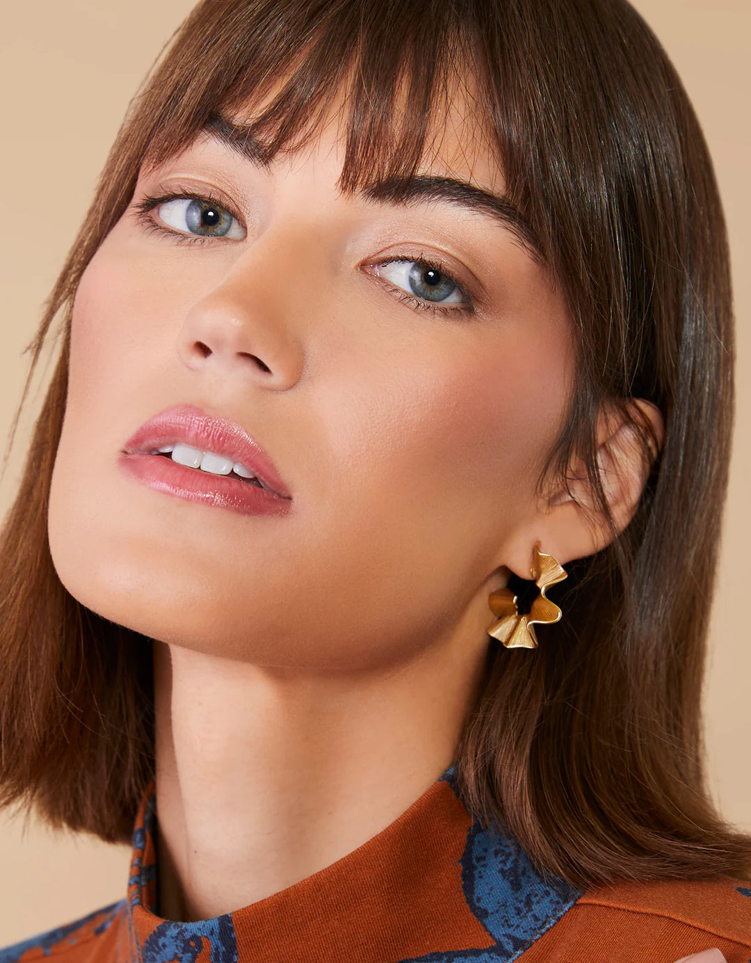 Spartina: Ruffle Hoop Earrings - Gold