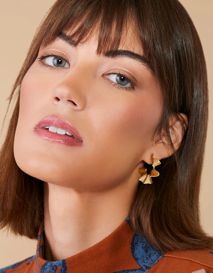 Spartina: Ruffle Hoop Earrings - Gold