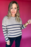 Z Supply: Boyfriend Stripe Sweater - Heather Taupe