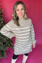 Z Supply: Fin Stripe Sweater Dress-  Heather Taupe