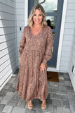 Mud Pie: Tan Petal Tiered Maxi