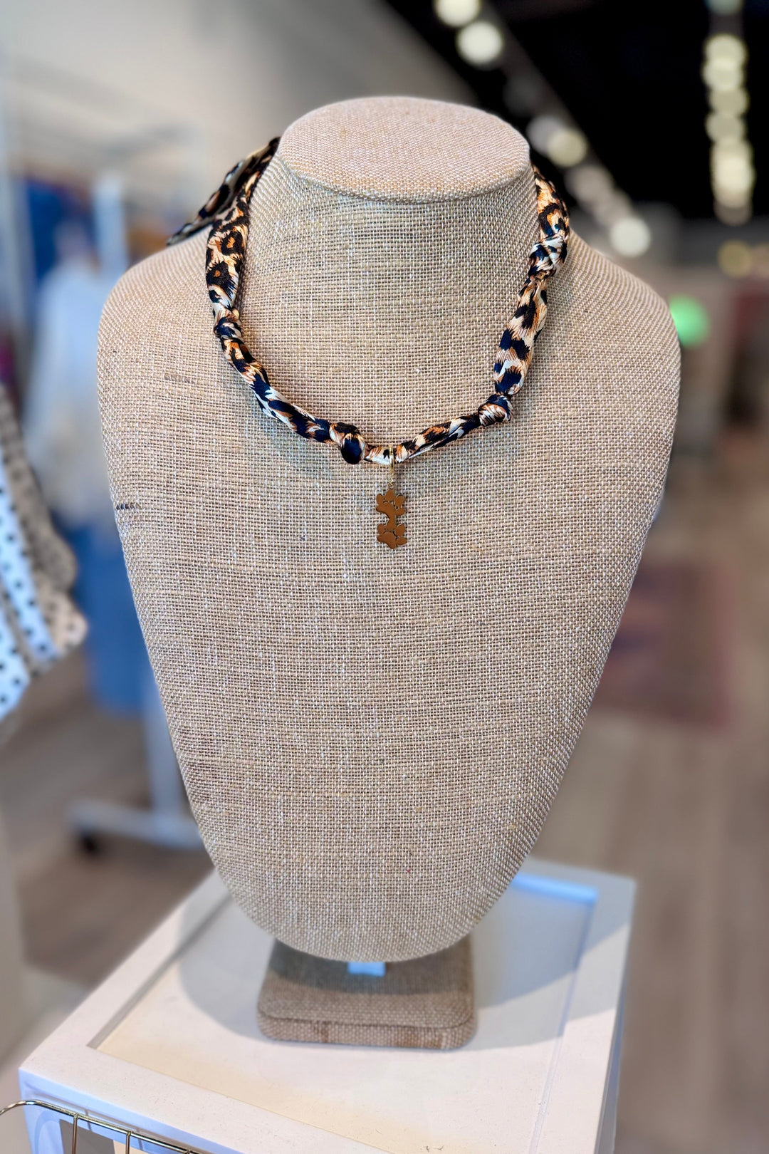 Leopard Tie Scarf with Paw Charm