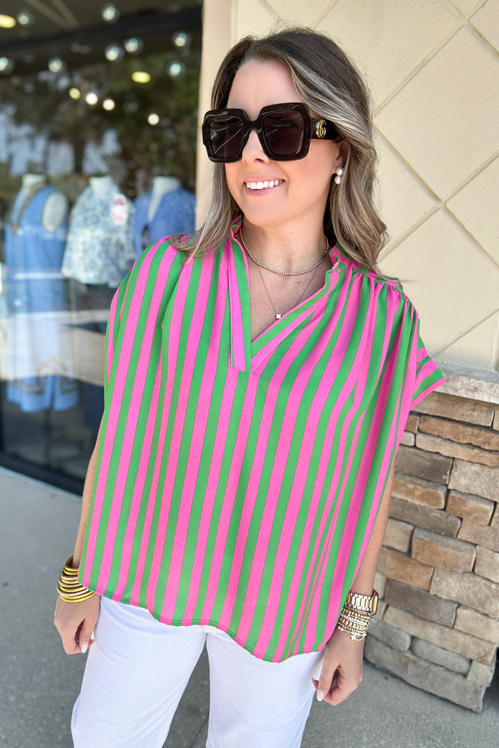 Pink Meets Green Stripe Top