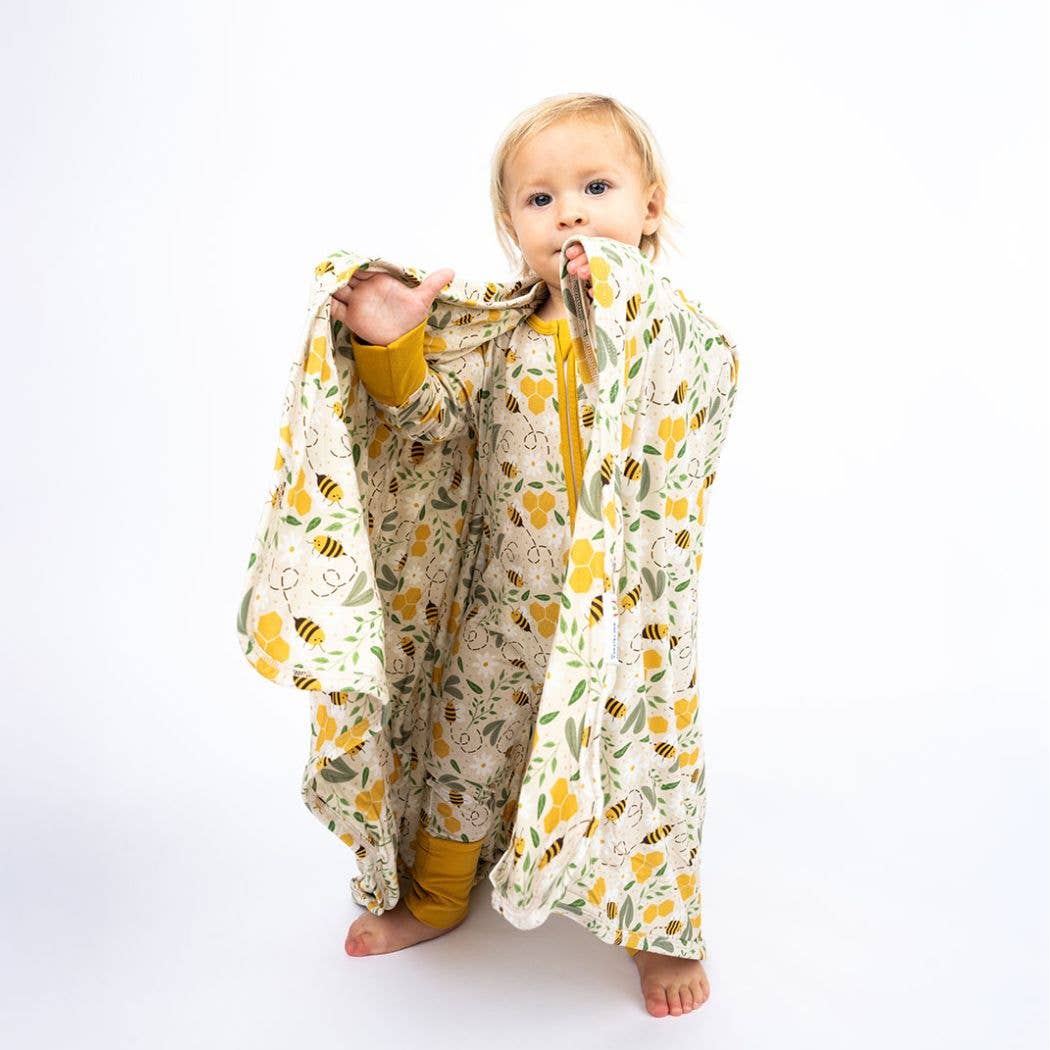 Happy Honey Bees Luxury Bamboo Blanket: Yellow/Multi / Small