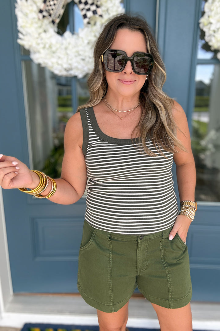 Z Supply: Elin Rib Tank - Dark Agave