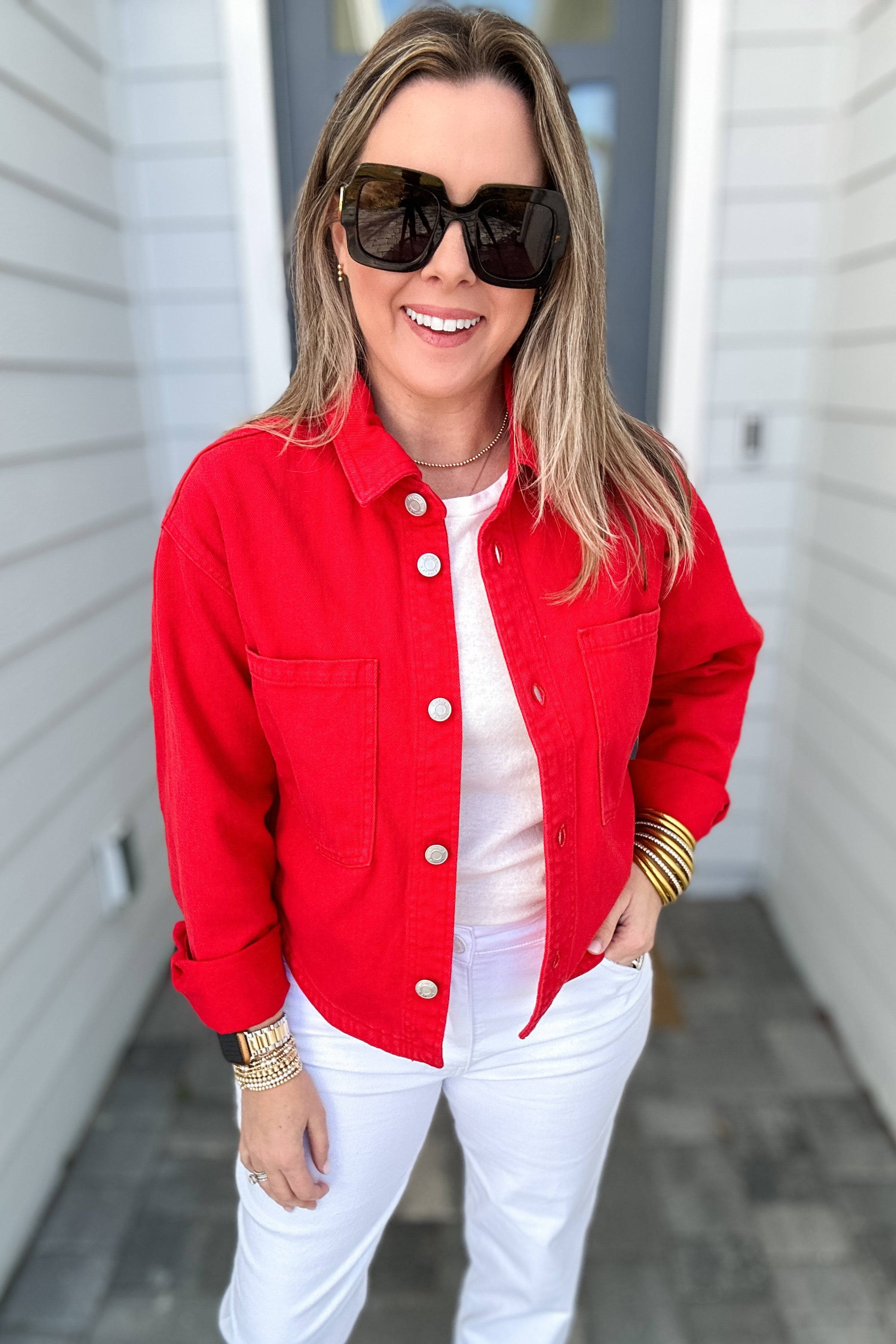 ジャケット・アウター 00s red cropped fringe denim jacket YILANUOYI Women Cropped Denim Jacket long sleeve distressed