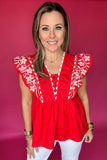 Count On Me Red Ruffle Top