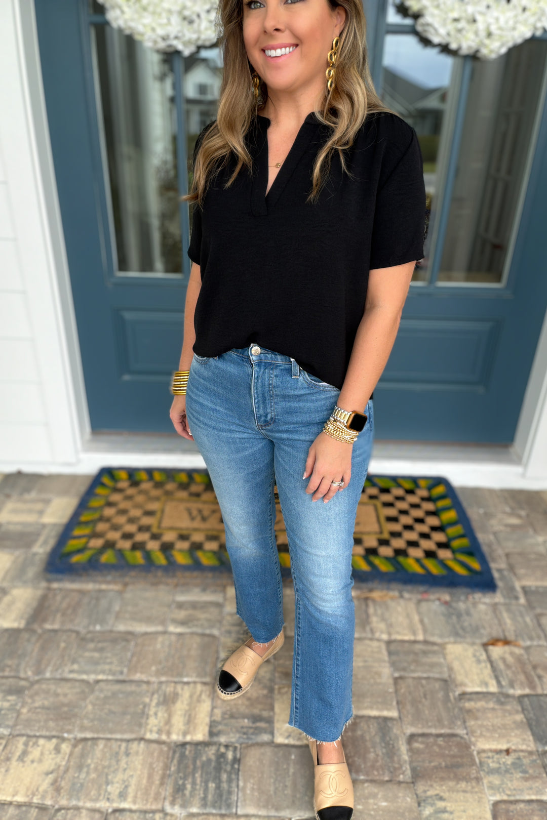 Around We Go Blouse - Black