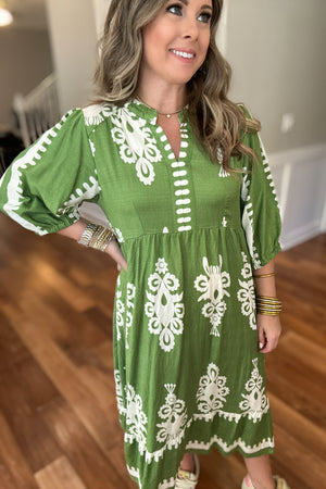 Where Are You Now Midi Dress - Green