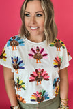 Queen Of Sparkles: White Rainbow Turkey Tee