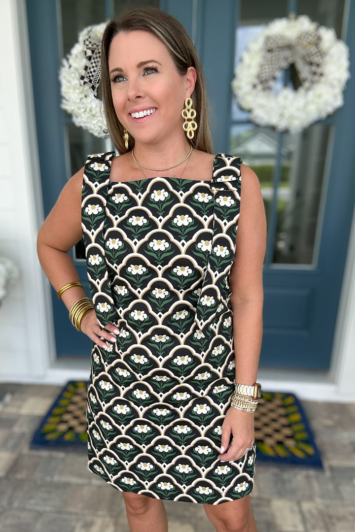 Shoulder Bow Tank Dress - Black
