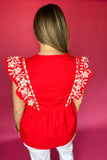 Count On Me Red Ruffle Top