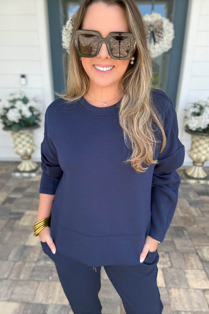 SPANX AirEssentials® Crewneck Long Sleeve Top - Timeless Navy